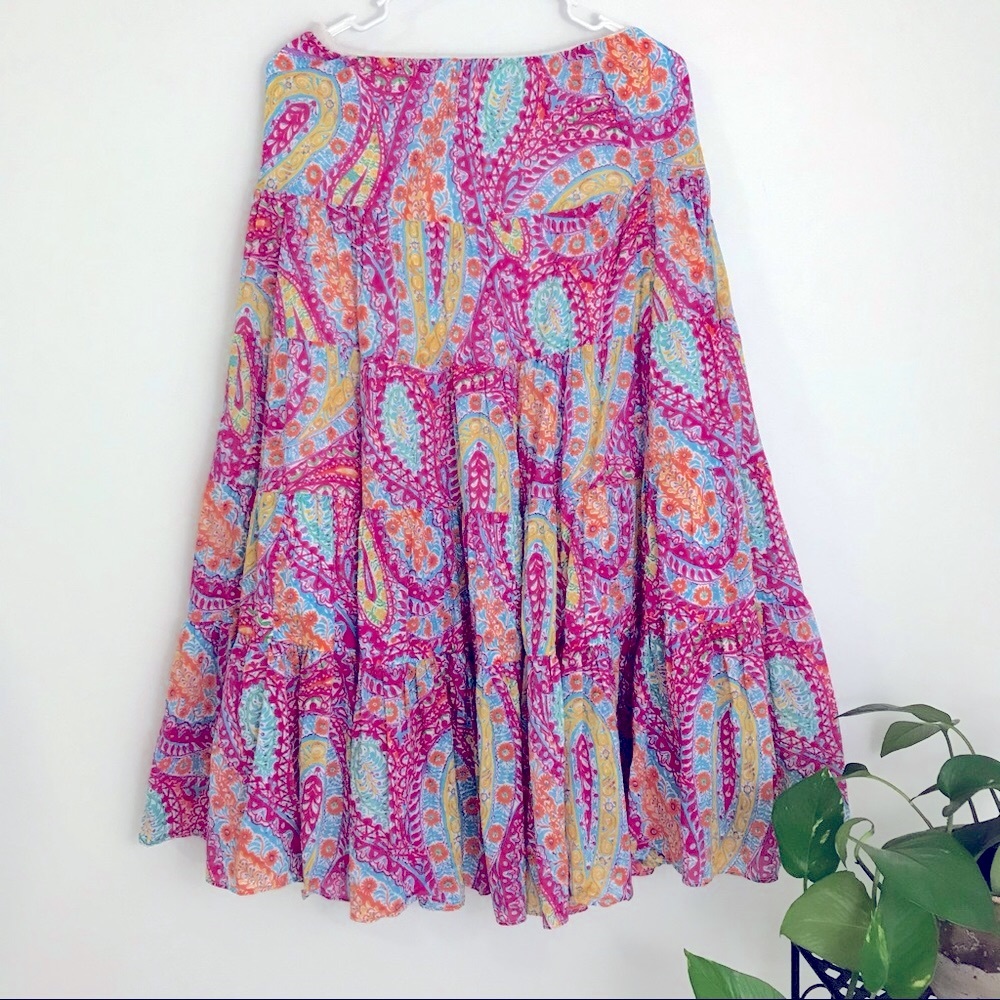 Ralph Lauren Ruffled Tier Peasant Maxi Skirt